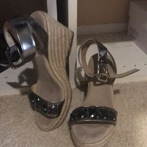 Michael Kors Silver Wedge Size 6 1/2